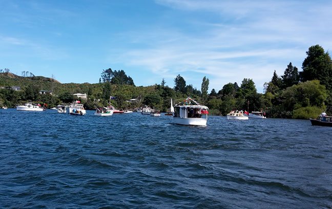 Boats on lake